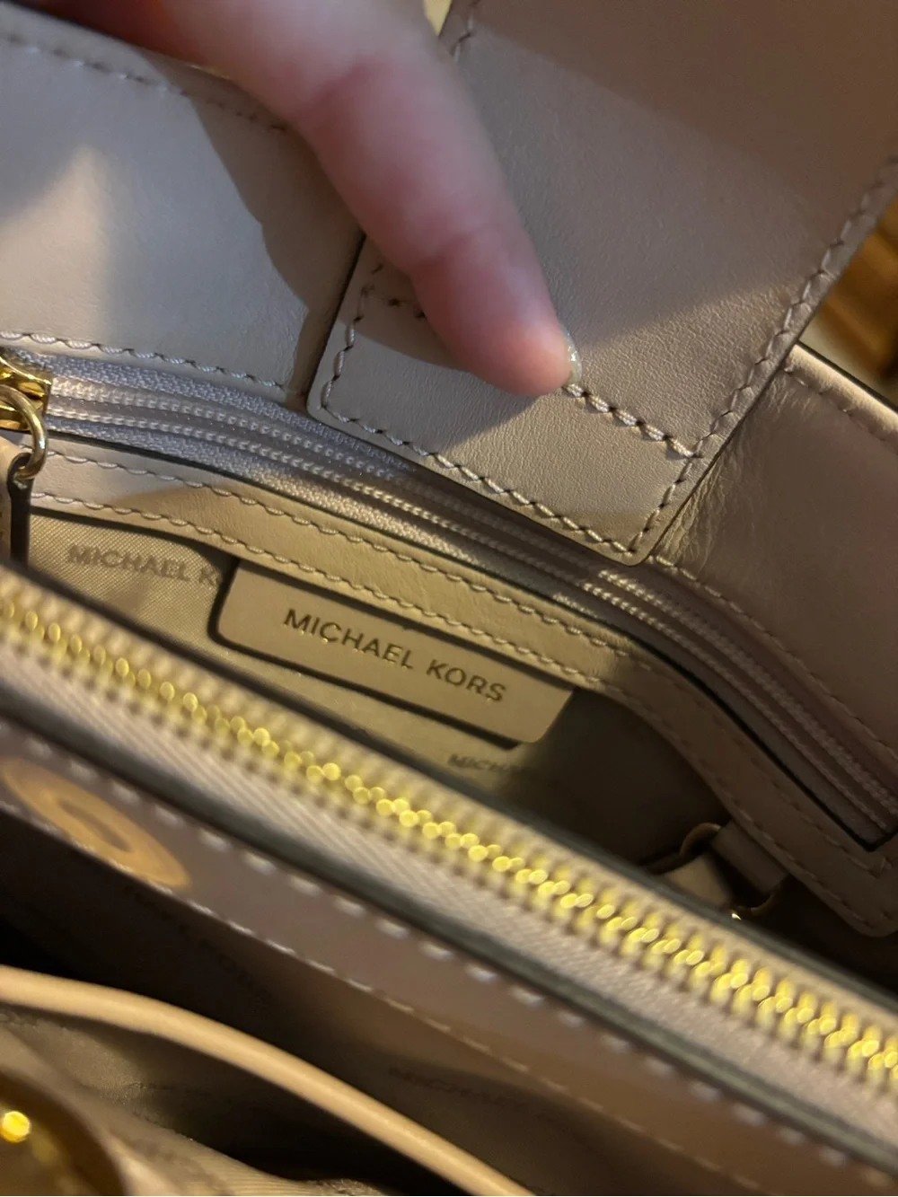 Michael Kors Ruffled Leather Satchel in Pale Blush with Gold Hardware - Picture 2 of 3